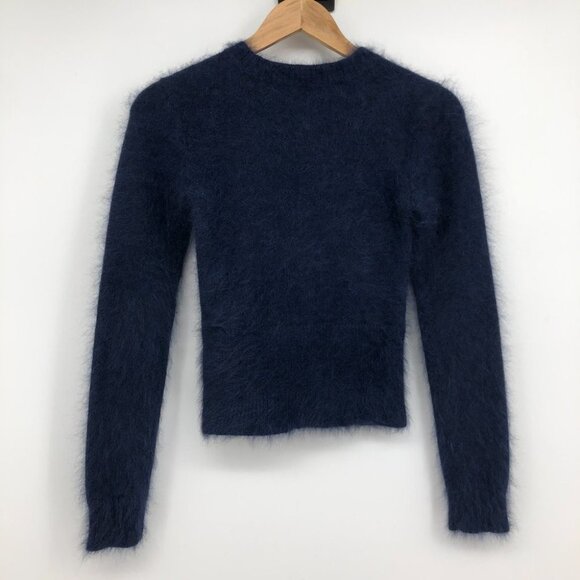 Alexander Wang  Strict embroidered Blue white Angora Wool ‘shrunken’ sweater XS - Picture 4 of 16